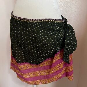 Zara faux wrap skirt XL. Pink and green.